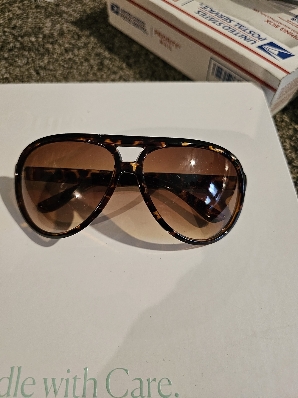 Men's Tortoiseshell Aviator Sunglasses - Brown Lenses